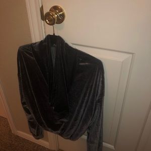 Purple velvet crop hoodie